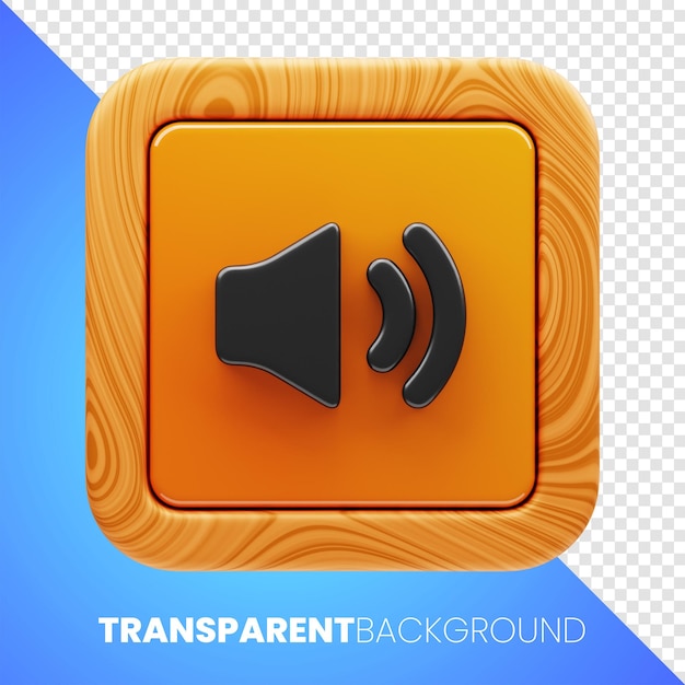 Renderização 3d do ícone de som do botão de jogo premium em fundo isolado
