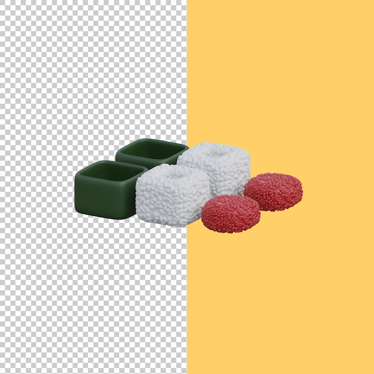 PSD renderização 3d do ícone de sushi de comida japonesa