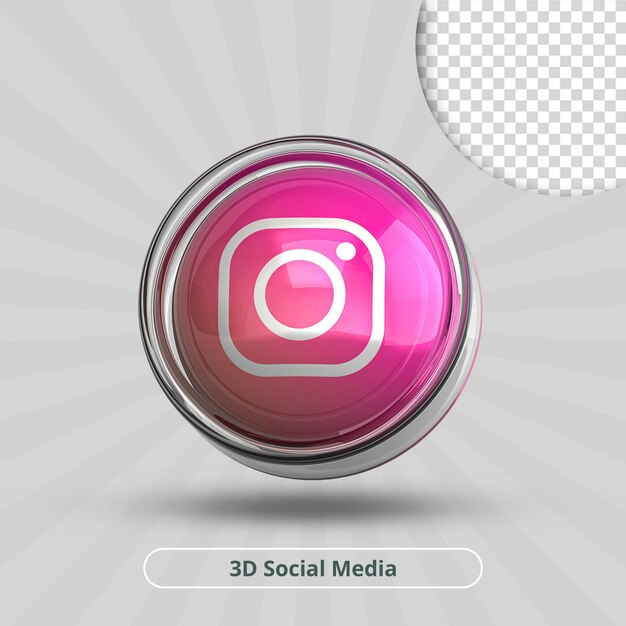 PSD renderização 3d do ícone de vidro do instagram