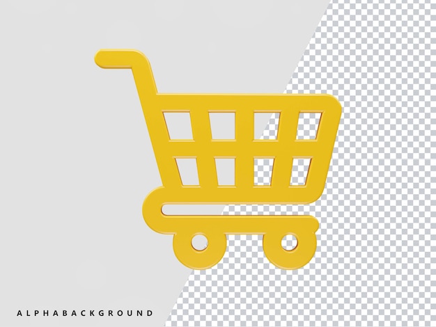 Renderização 3d do ícone do carrinho de compras