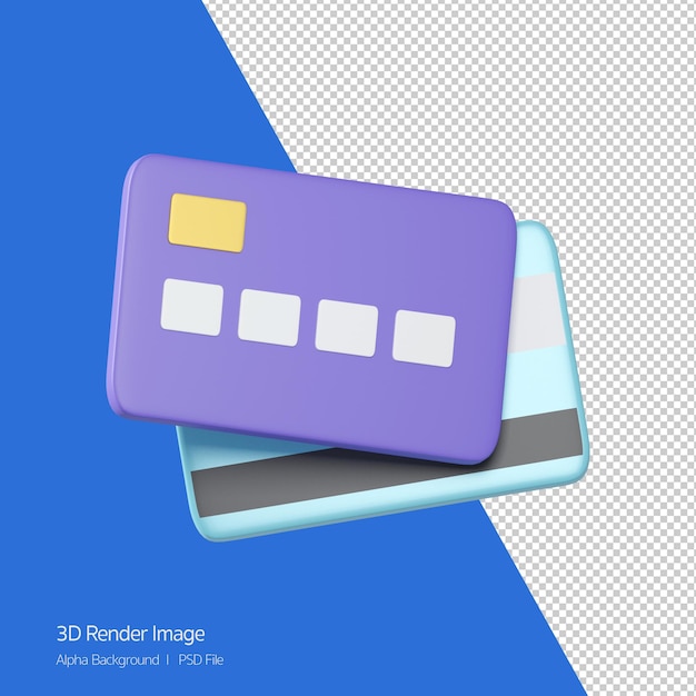 PSD renderização 3d do ícone do cartão de crédito isolado no branco.