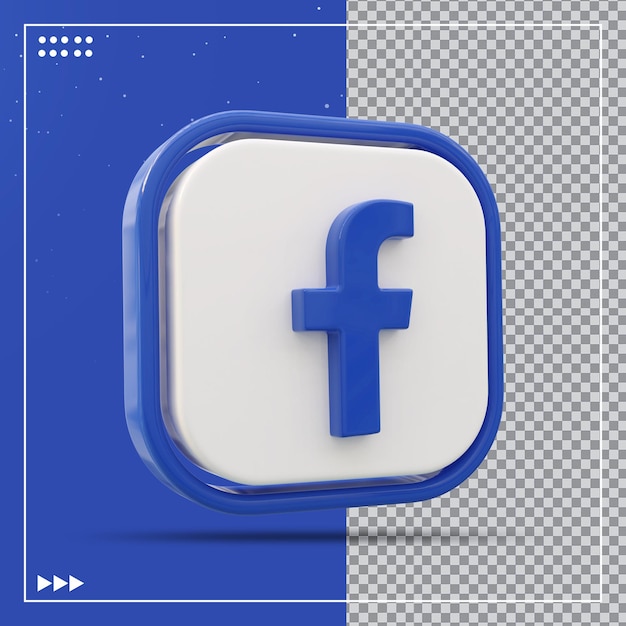 Renderização 3d do ícone do facebook de mídia social