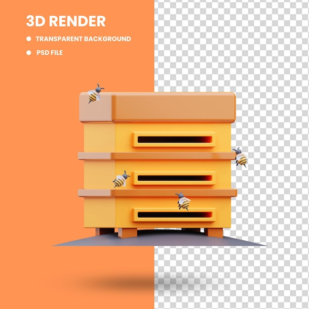 Renderização 3d do ícone do favo de mel na fazenda