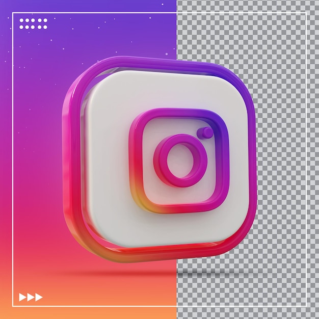 Renderização 3d do ícone do instagram de mídia social