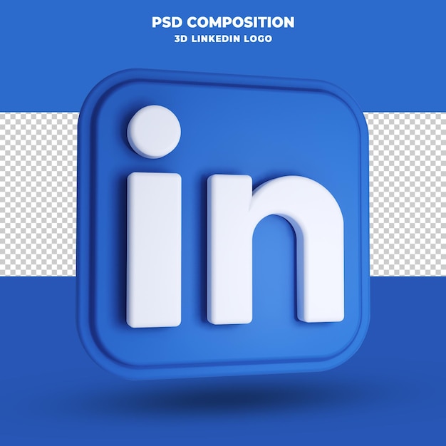 Renderização 3d do ícone do linkedin