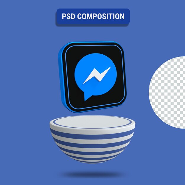 Renderização 3D do ícone do Messenger com pódio listrado de azul