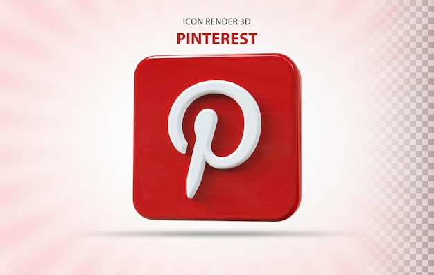 Renderização 3d do ícone do pinterest nas redes sociais