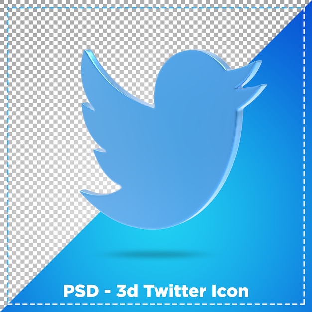 Renderização 3d do ícone do twitter isolado