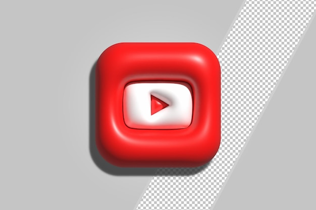 Renderização 3d do ícone do youtube psd premium