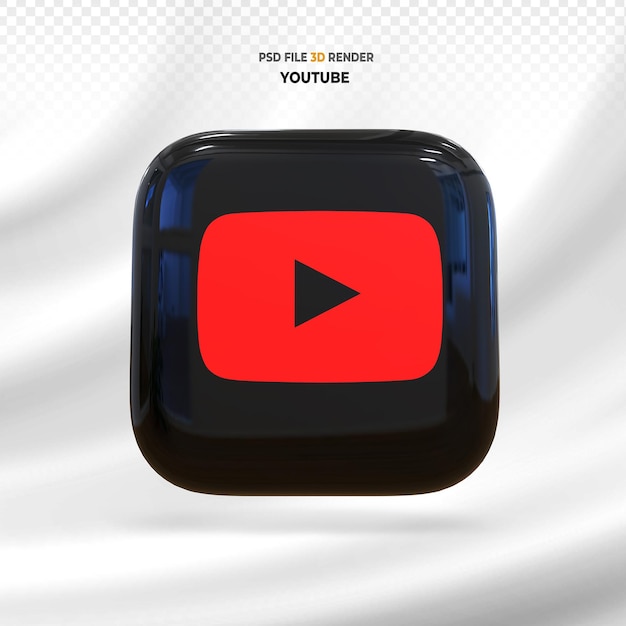 Renderização 3D do ícone do Youtube