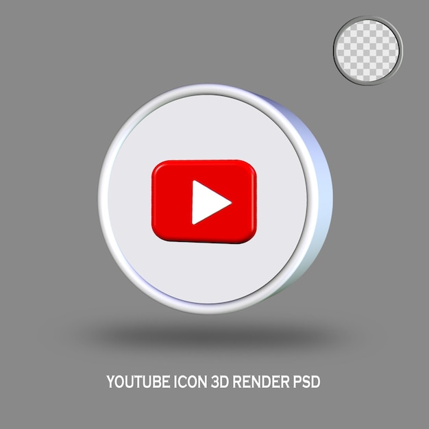 Renderização 3d do ícone do youtube