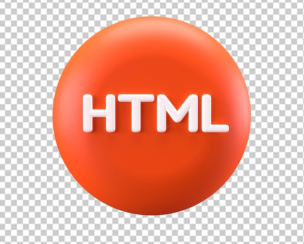 Renderização 3d do ícone html da linguagem de programação