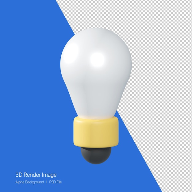 Renderização 3d do ícone lightbulb isolado no branco. ideia, ícone criativo