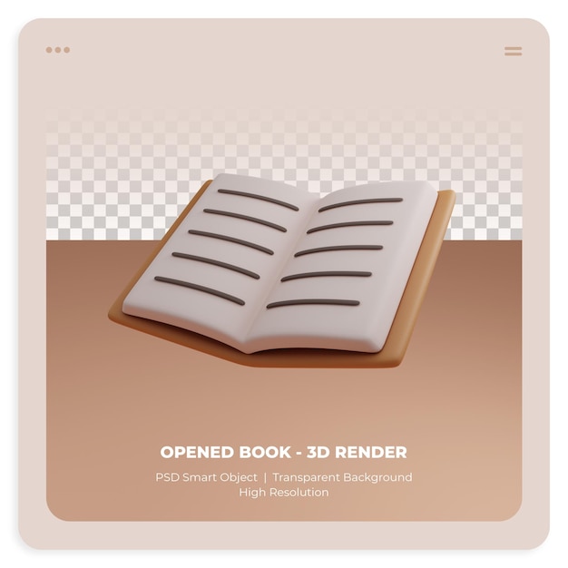 PSD renderização 3d do livro aberto