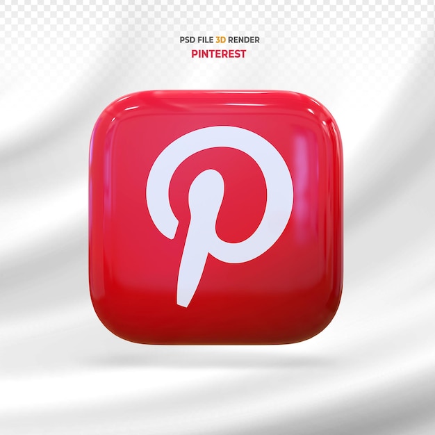 Renderização 3d do logotipo da mídia social do pinterest