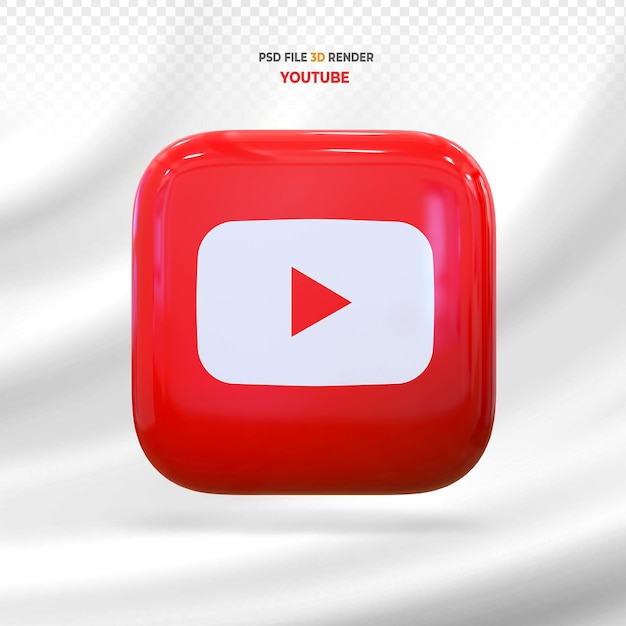 PSD renderização 3d do logotipo da mídia social do youtube