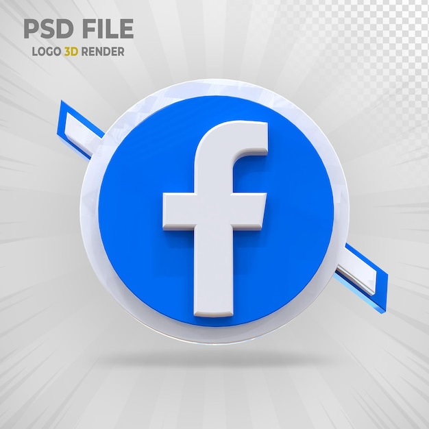 Renderização 3d do logotipo de mídia social do facebook