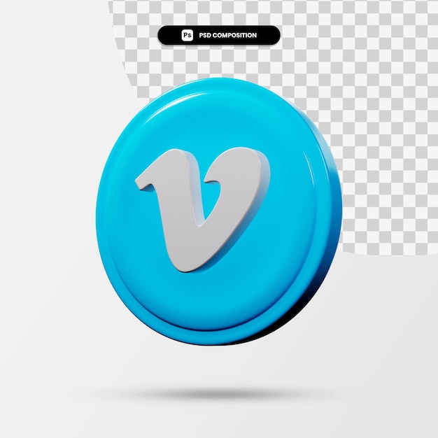 Renderização 3d do logotipo do aplicativo vimeo isolado