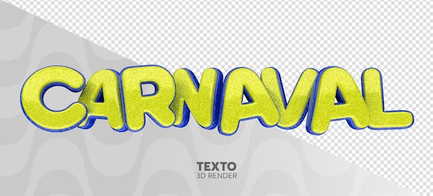 PSD renderização 3d do logotipo do carnaval com textura de brilho realista