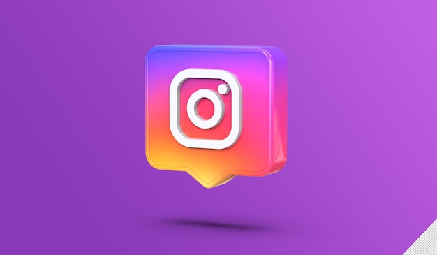 PSD renderização 3d do logotipo do instagram de mídia social com design de caixa de bate-papo