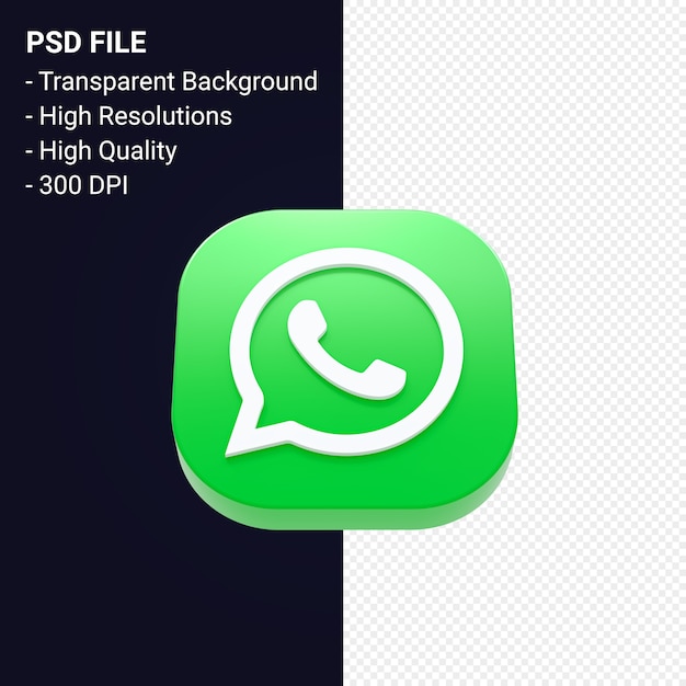 Renderização 3d do logotipo do whatsapp isolada