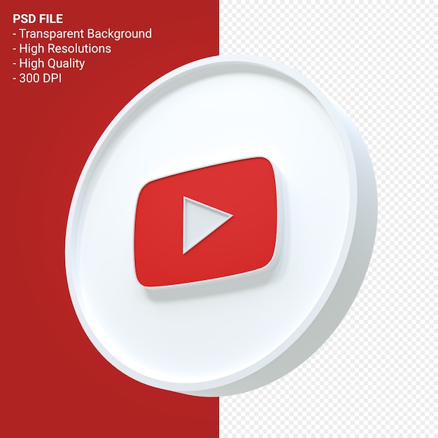 Renderização 3D do logotipo do Youtube isolada