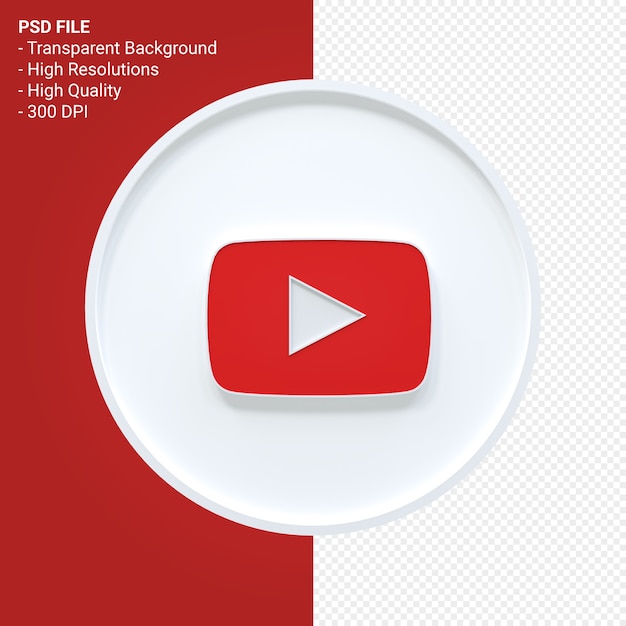 Renderização 3D do logotipo do Youtube isolada
