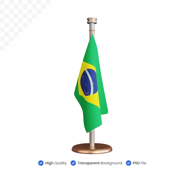 PSD renderização 3d do mastro do brasil isolado