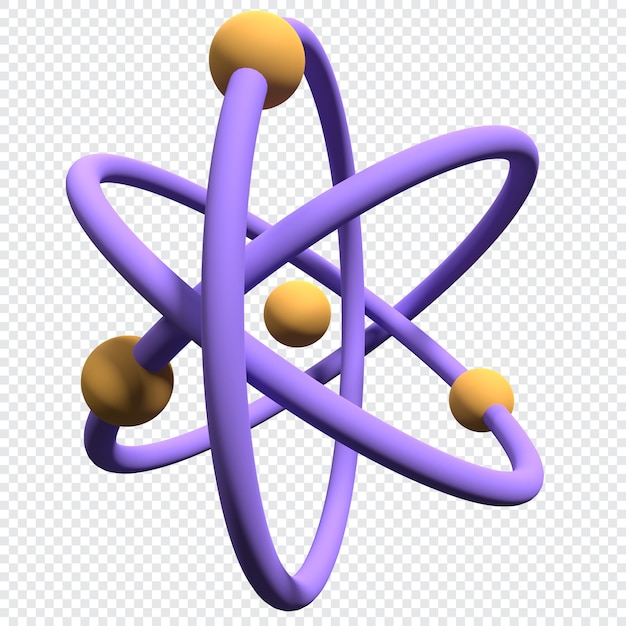 PSD renderização 3d do modelo abstrato do átomo renderização 3d do átomo prótons nêutrons e elétrons ilustração renderização 3d