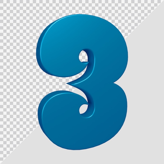 Renderização 3D do número 3