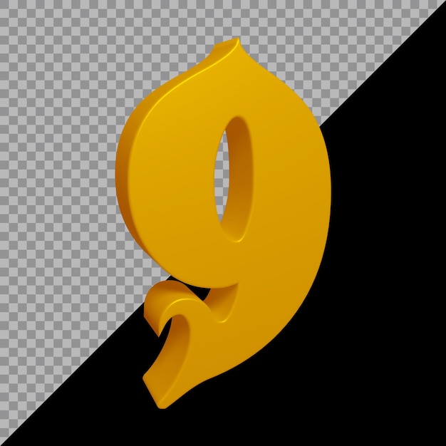 Renderização 3D do número 9