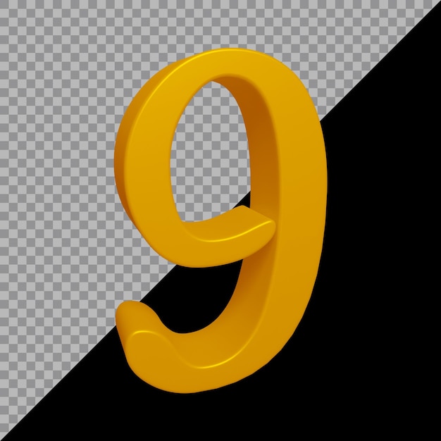 Renderização 3D do número 9