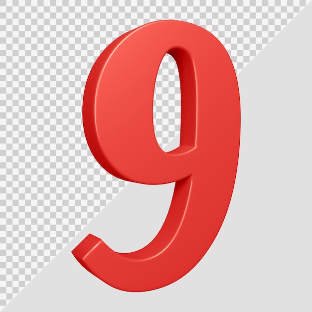 Renderização 3D do número 9