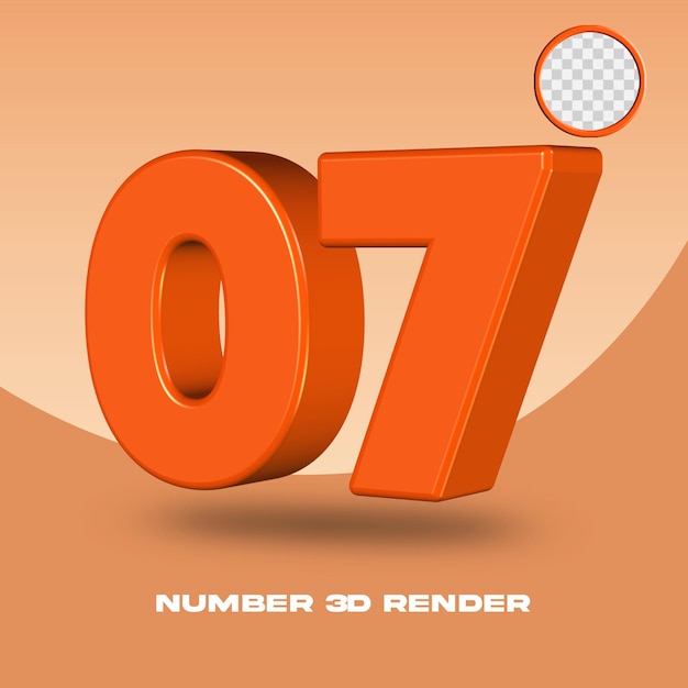 Renderização 3d do número de cor laranja