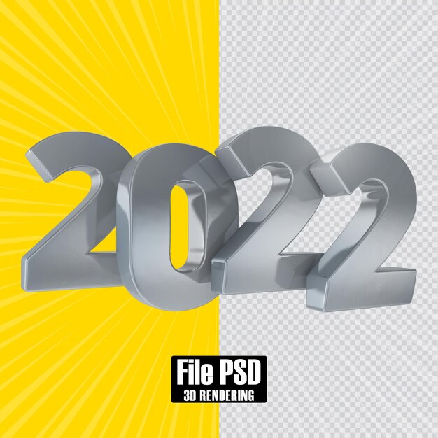 PSD renderização 3d do número do texto 2022