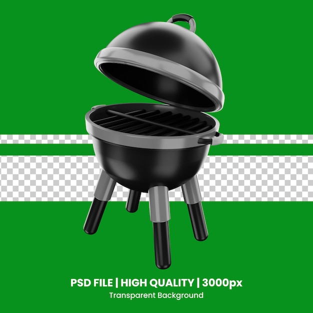 PSD renderização 3d do objeto de ícone barbeque grill