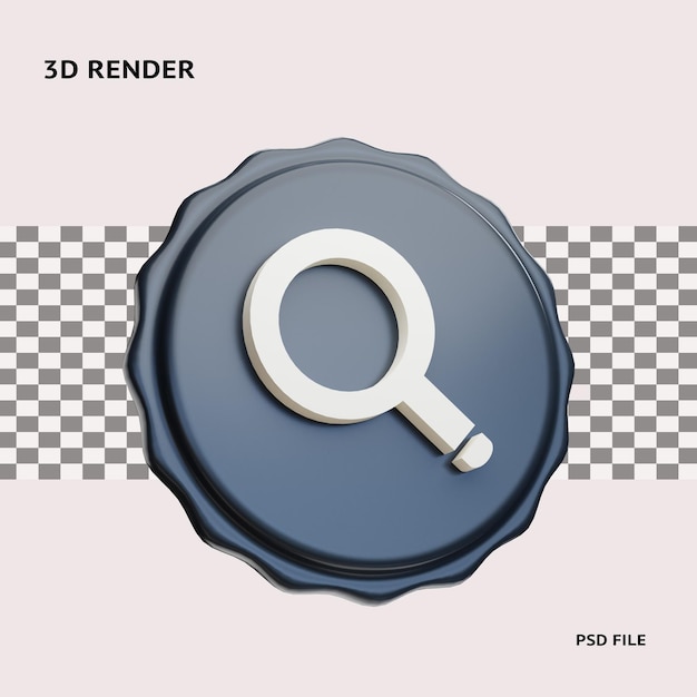 Renderização 3d do objeto de ilustração do ícone de pesquisa com fundo transparente