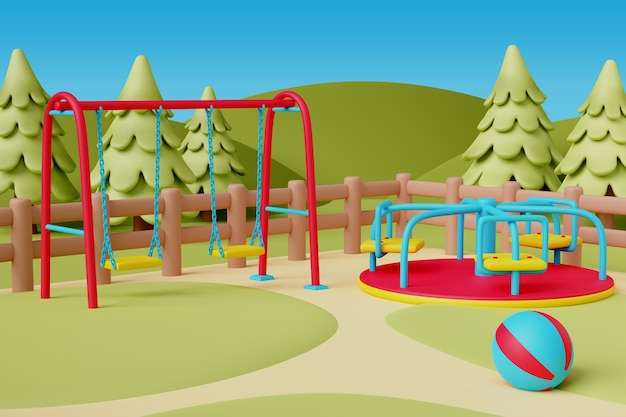 PSD renderização 3d do parque infantil