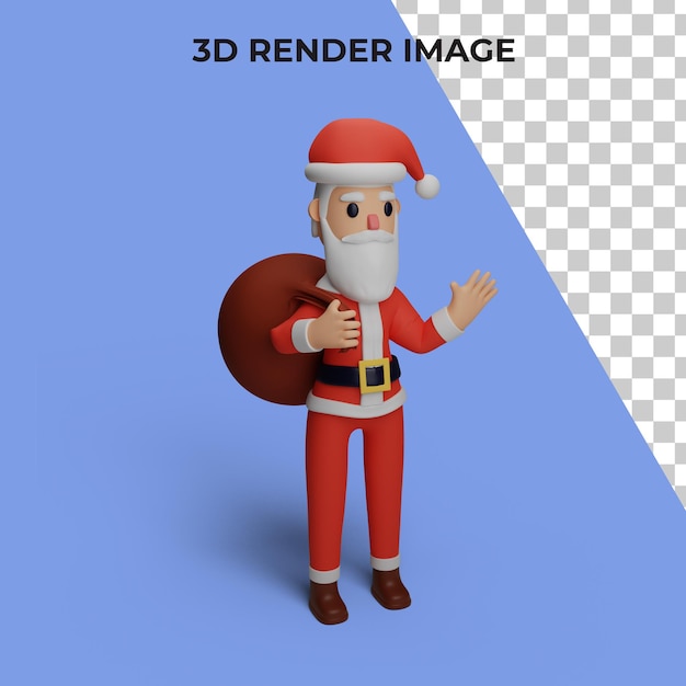 PSD renderização 3d do personagem de papai noel com o conceito de natal e ano novo