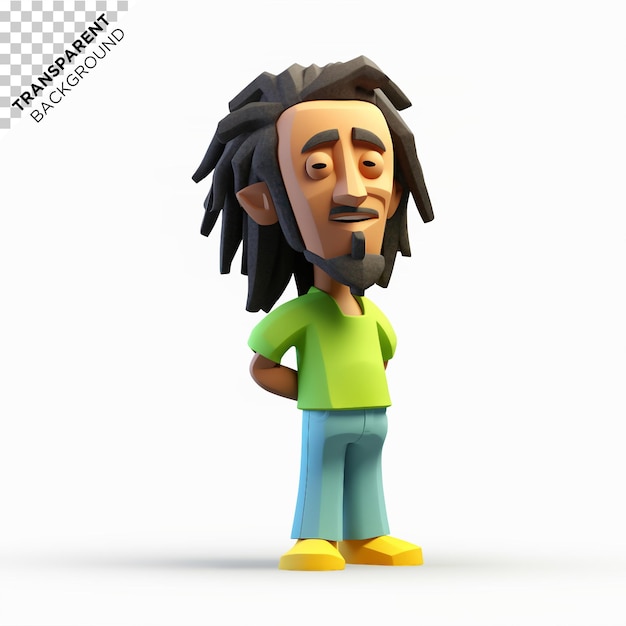 PSD renderização 3d do personagem rastaman