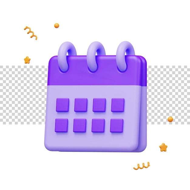 Renderização 3d do planejador de data de agendamento de calendário para site ou aplicativo