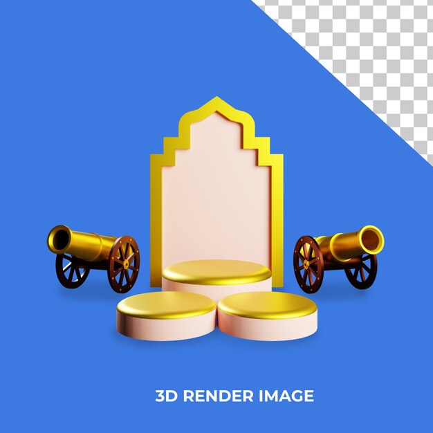 Renderização 3d do pódio com conceito islâmico