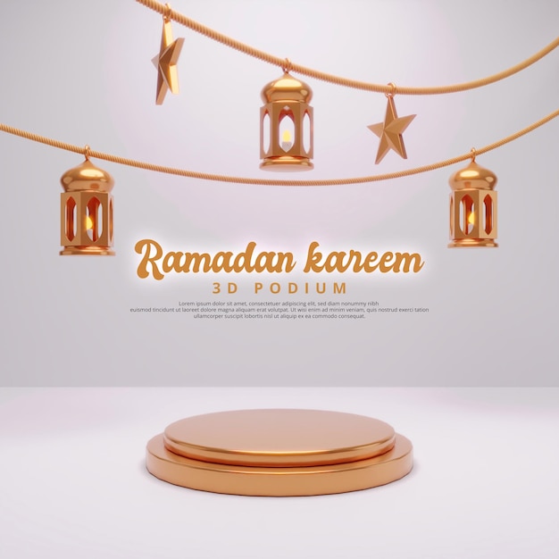 Renderização 3d do pódio islâmico do ramadã