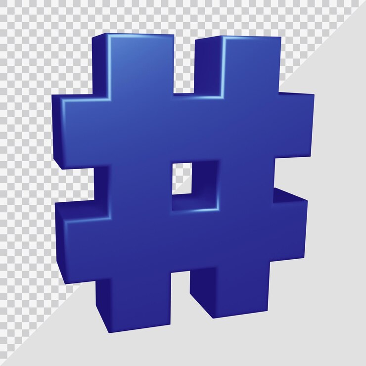 PSD renderização 3d do símbolo de hashtag