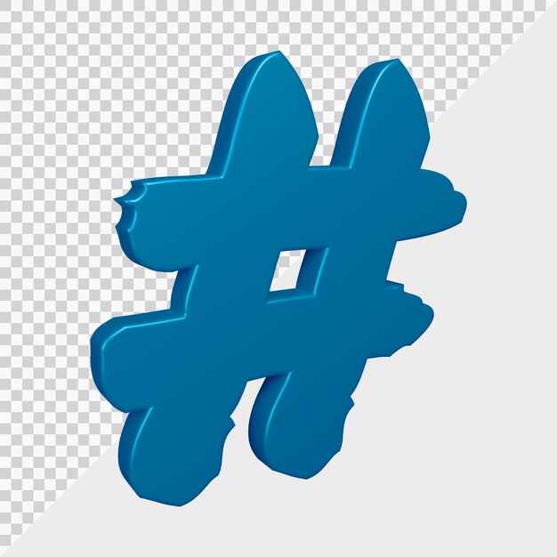 Renderização 3d do símbolo de hashtag