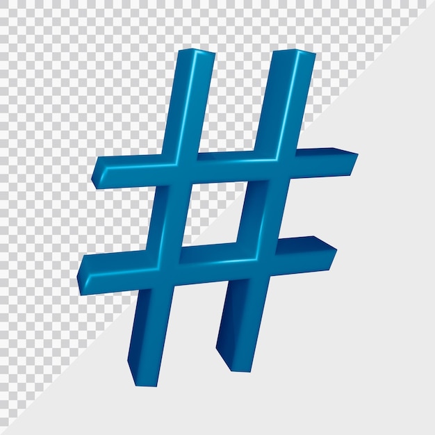 PSD renderização 3d do símbolo de hashtag