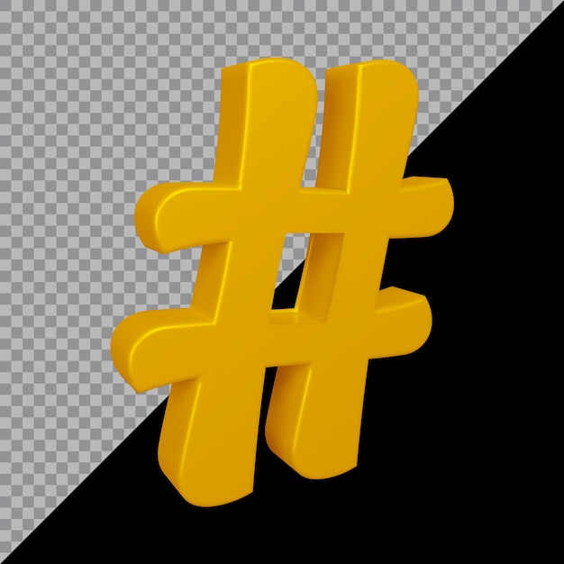 Renderização 3d do símbolo de hashtag