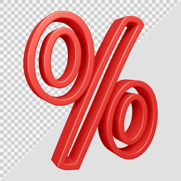 Renderização 3D do símbolo de percentagem