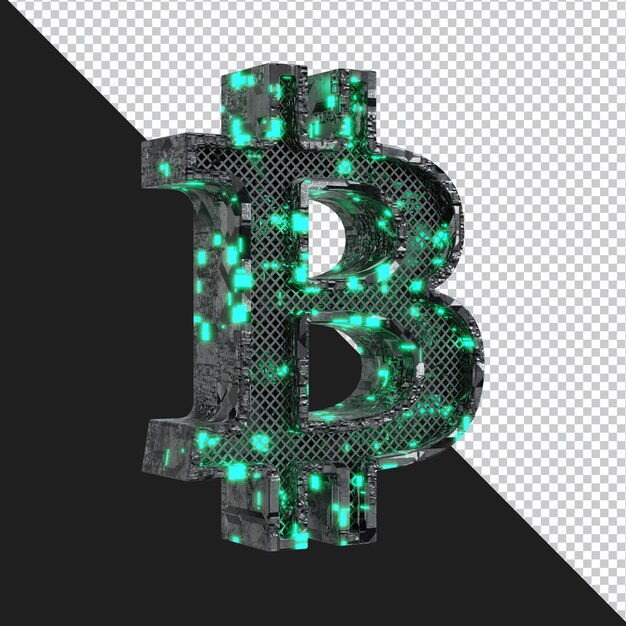 Renderização 3d do símbolo do alfabeto bitcoin isolado