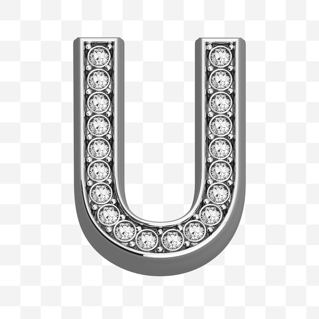 Renderização 3d do símbolo do alfabeto de diamante de letras de joias de prata luxuosas